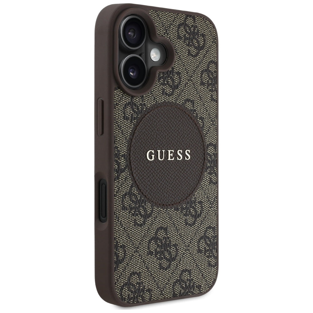 Futrola MagSafe za Apple iPhone 16, Guess, 4G Circle Classic Logo, Braon