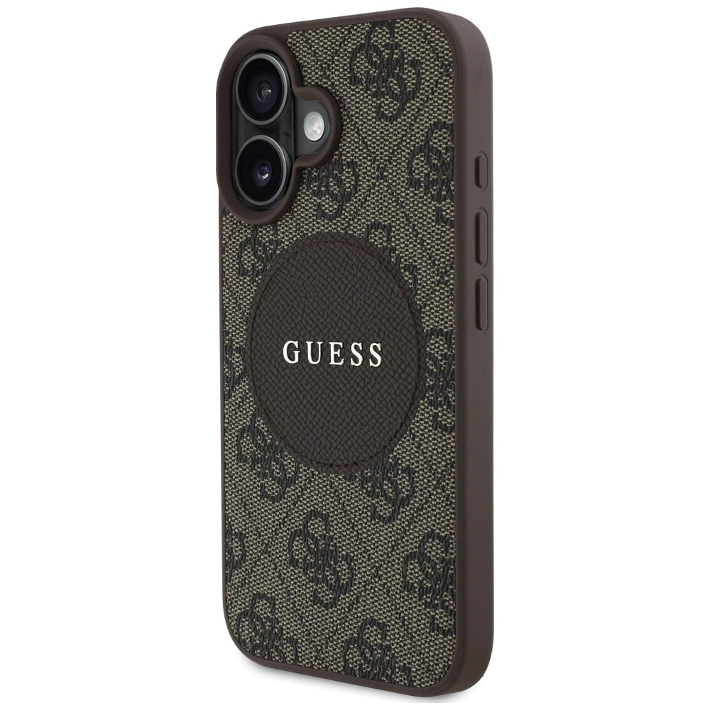 Futrola MagSafe za Apple iPhone 16, Guess, 4G Circle Classic Logo, Braon