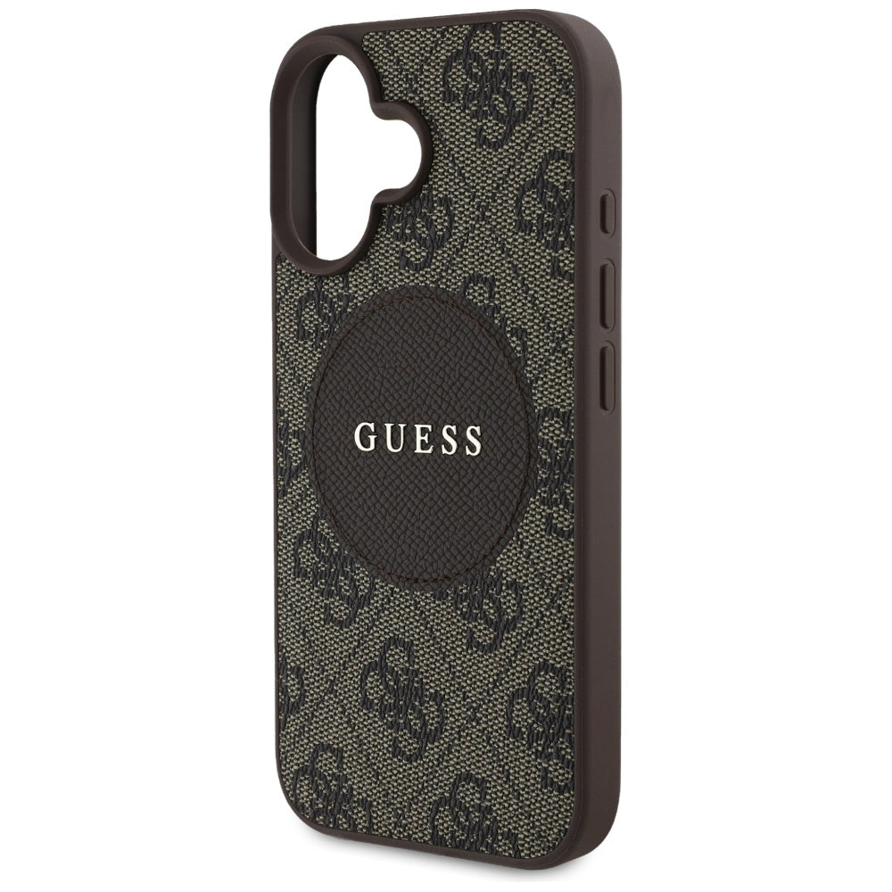 Futrola MagSafe za Apple iPhone 16, Guess, 4G Circle Classic Logo, Braon