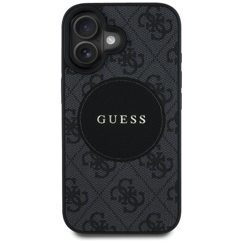 Futrola MagSafe za Apple iPhone 16, Guess, 4G Circle Classic Logo, Crna