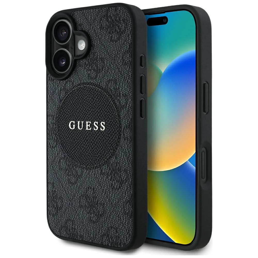 Futrola MagSafe za Apple iPhone 16, Guess, 4G Circle Classic Logo, Crna