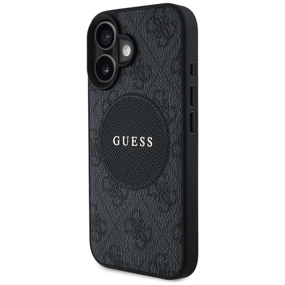 Futrola MagSafe za Apple iPhone 16, Guess, 4G Circle Classic Logo, Crna
