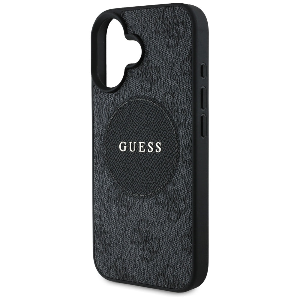 Futrola MagSafe za Apple iPhone 16, Guess, 4G Circle Classic Logo, Crna