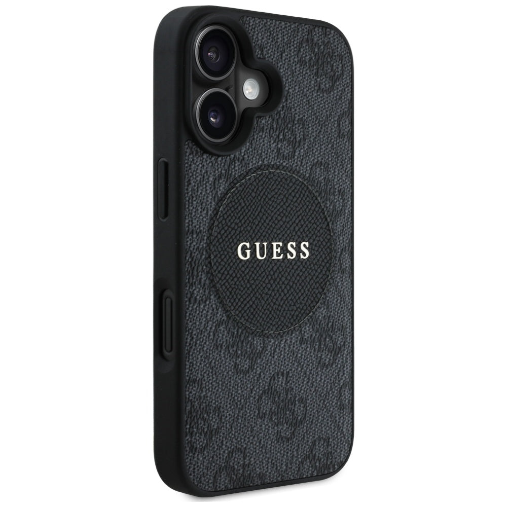 Futrola MagSafe za Apple iPhone 16, Guess, 4G Circle Classic Logo, Crna