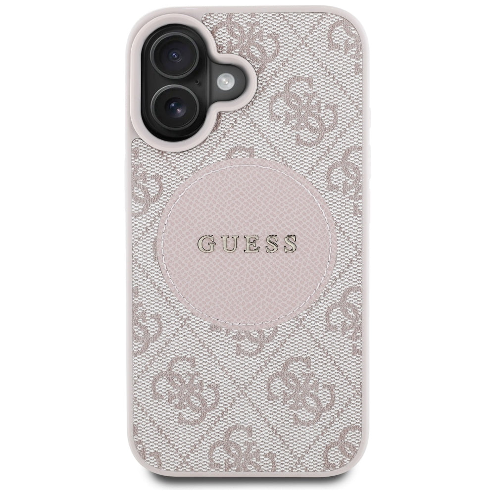 Futrola MagSafe za Apple iPhone 16, Guess, 4G Circle Classic Logo, Roze