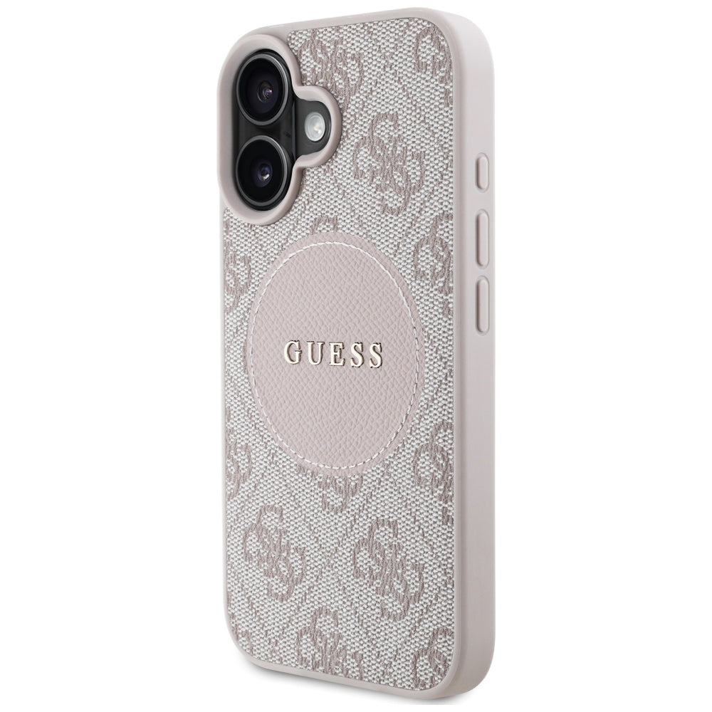 Futrola MagSafe za Apple iPhone 16, Guess, 4G Circle Classic Logo, Roze