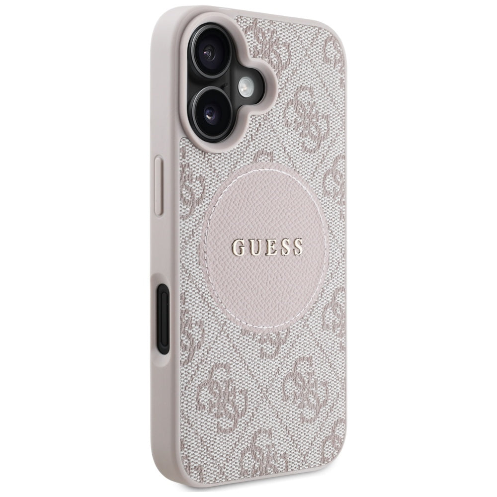 Futrola MagSafe za Apple iPhone 16, Guess, 4G Circle Classic Logo, Roze