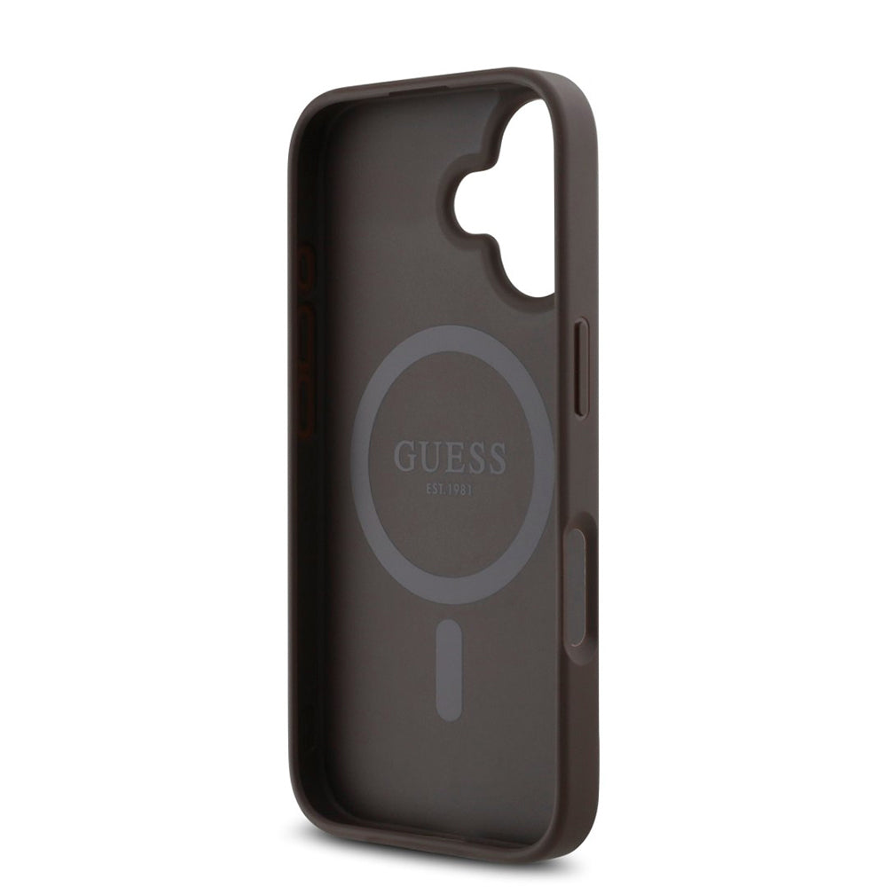 Futrola MagSafe za Apple iPhone 16, Guess, 4G Classic, Braon