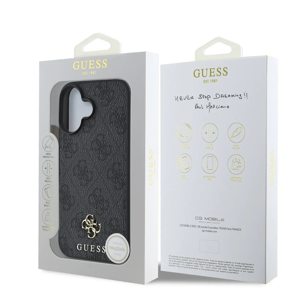 Futrola MagSafe za Apple iPhone 16, Guess, 4G Classic, Crna