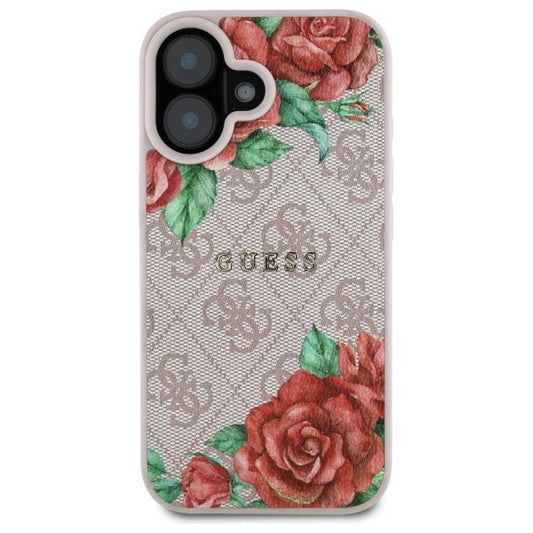 Futrola MagSafe za Apple iPhone 16, Guess, 4G Flowers Print, Roze