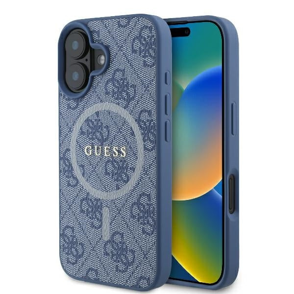 Futrola MagSafe za Apple iPhone 16, Guess, 4G Ring Classic Logo, Plava