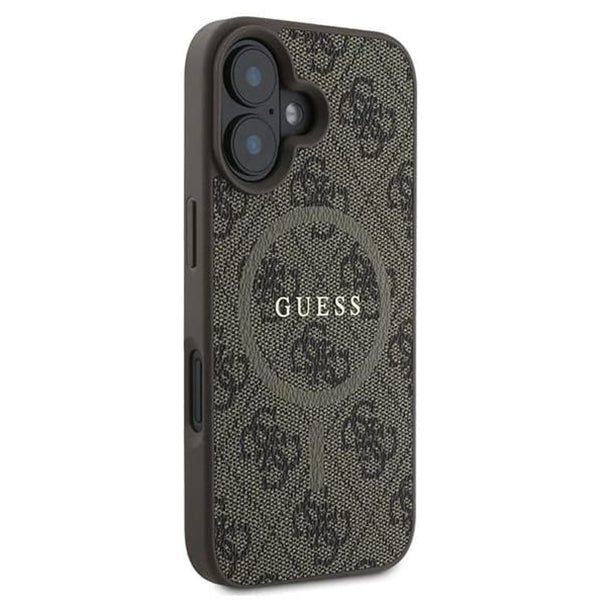 Futrola MagSafe za Apple iPhone 16, Guess, 4G Ring Classic Logo, Braon