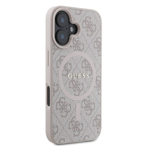 Futrola MagSafe za Apple iPhone 16, Guess, 4G Ring Classic Logo, Roze