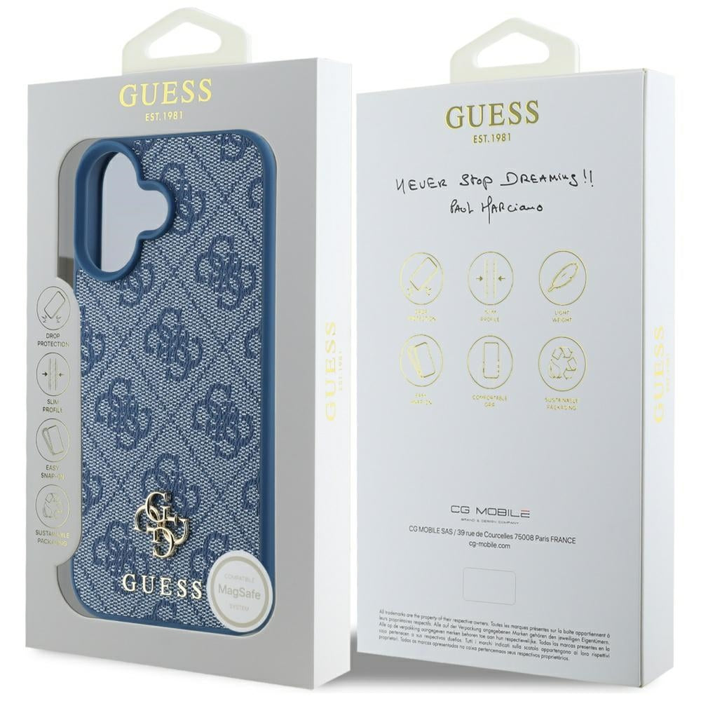 Futrola MagSafe za Apple iPhone 16, Guess, 4G Small and Classic Logo, Plava
