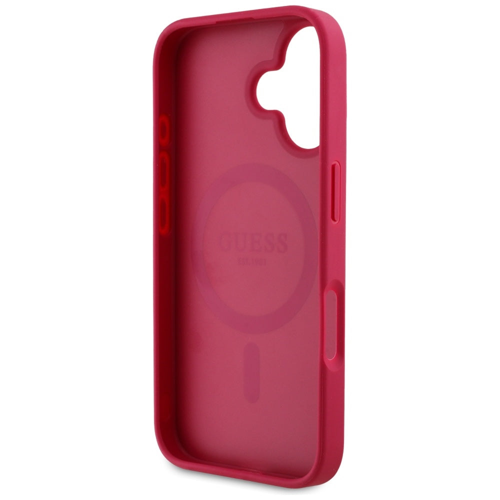 Husa MagSafe za Apple iPhone 16, Guess, Grained Flowers, Fuksija