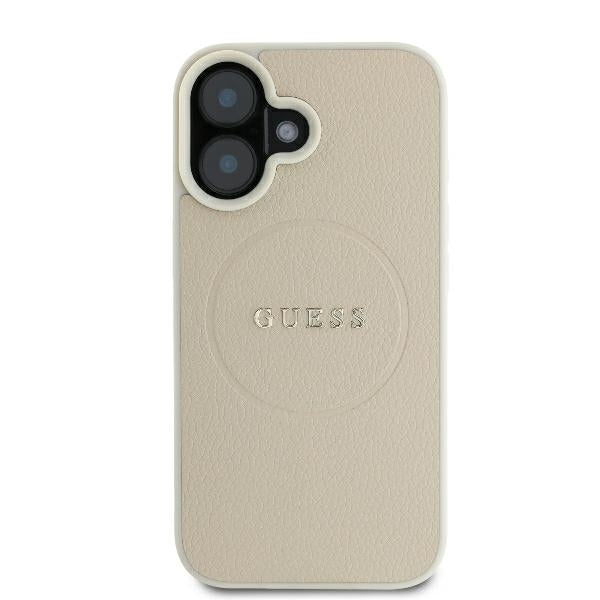 Futrola MagSafe za Apple iPhone 16, Guess, Grained Gold Ring, Bež
