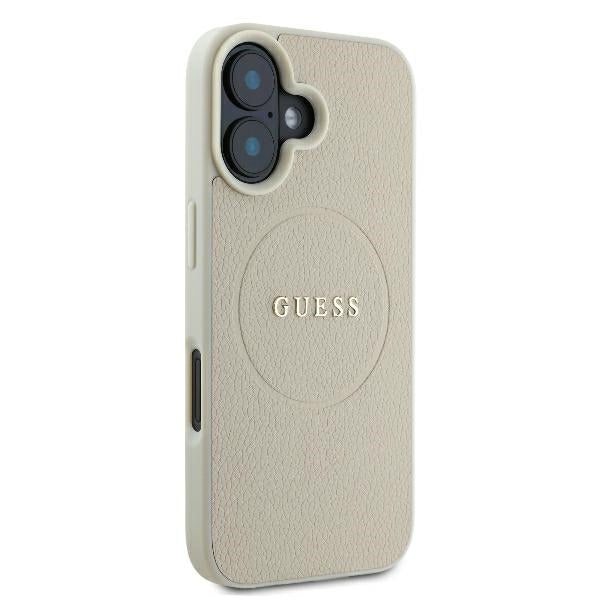 Futrola MagSafe za Apple iPhone 16, Guess, Grained Gold Ring, Bež