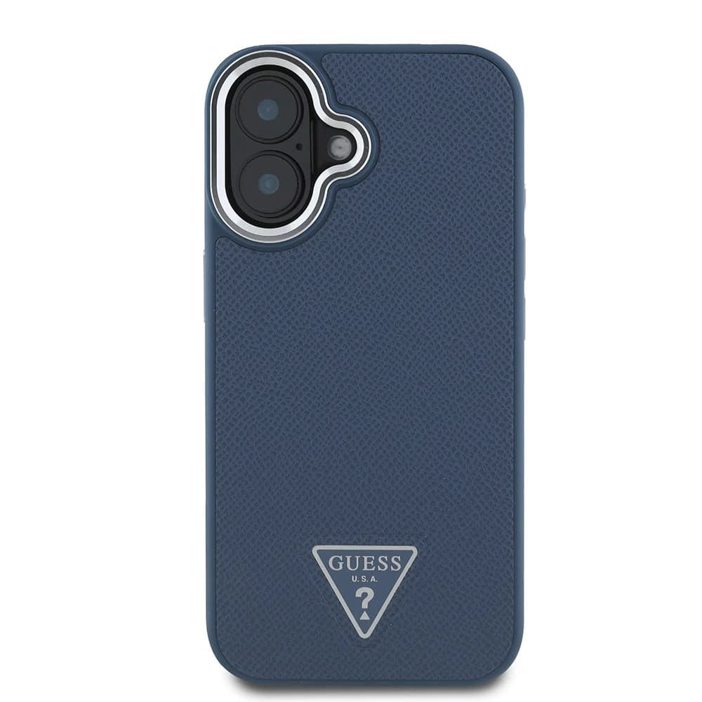 Futrola MagSafe za Apple iPhone 16, Guess, Grained Triangle Logo, Crna