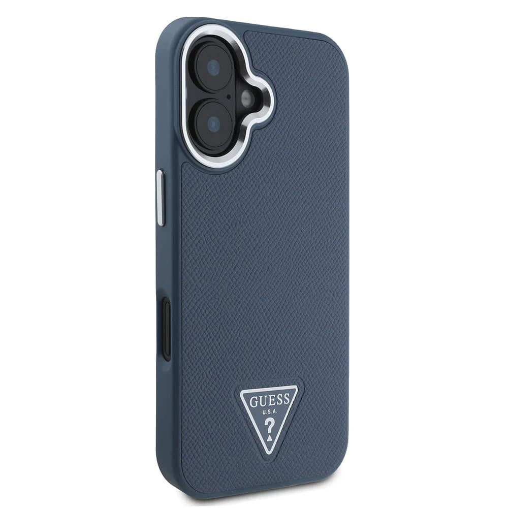Futrola MagSafe za Apple iPhone 16, Guess, Grained Triangle Logo, Crna