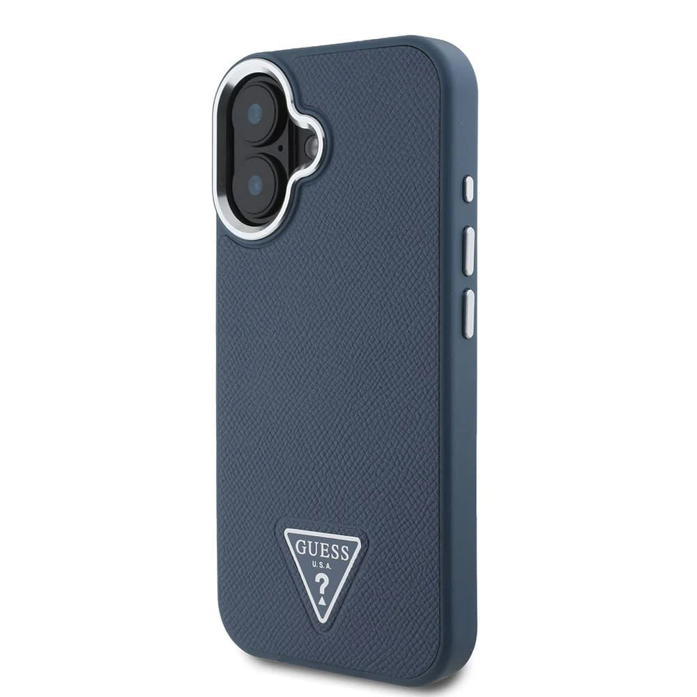 Futrola MagSafe za Apple iPhone 16, Guess, Grained Triangle Logo, Crna