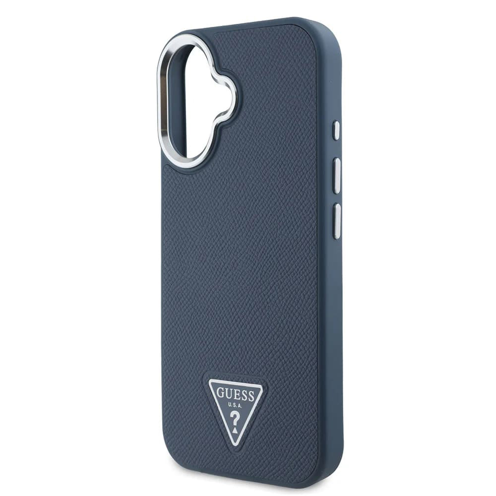 Futrola MagSafe za Apple iPhone 16, Guess, Grained Triangle Logo, Crna