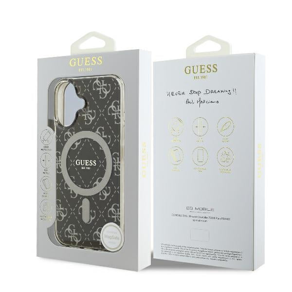 Futrola MagSafe za Apple iPhone 16, Guess, IML 4G Background, Braon