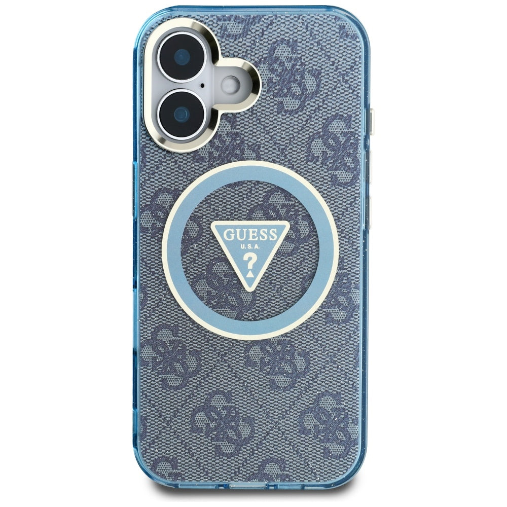 Futrola MagSafe za Apple iPhone 16, Guess, IML Glitter 4G Circle Triangle, Plava