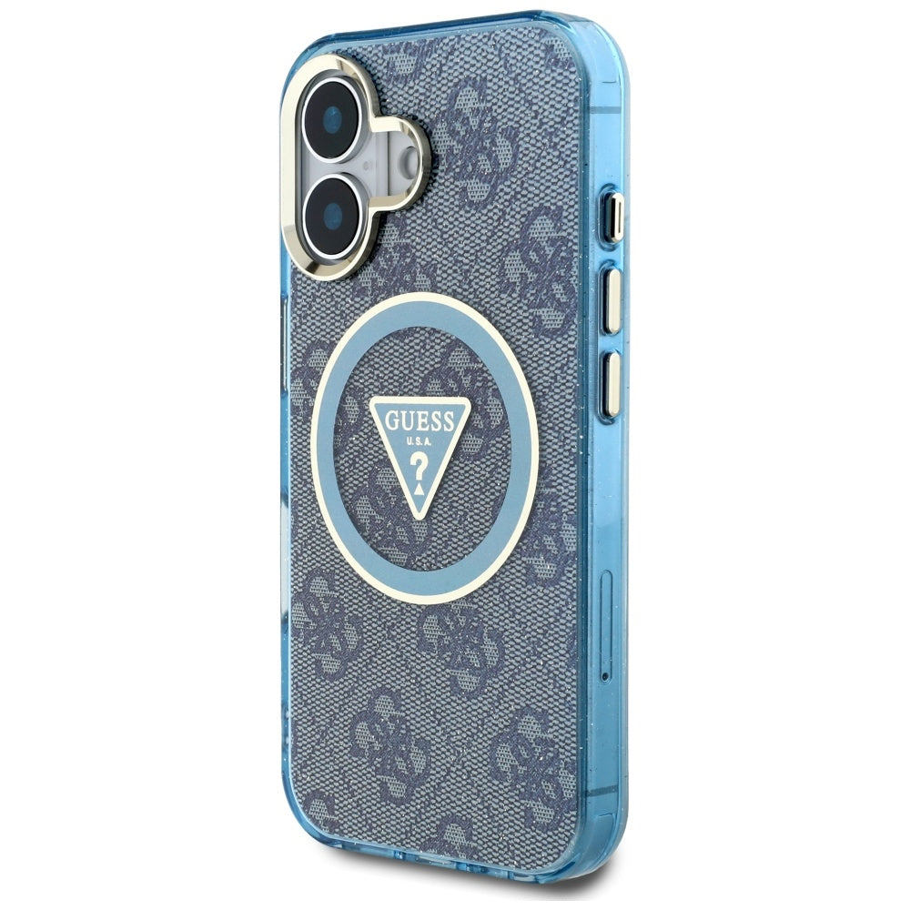 Futrola MagSafe za Apple iPhone 16, Guess, IML Glitter 4G Circle Triangle, Plava