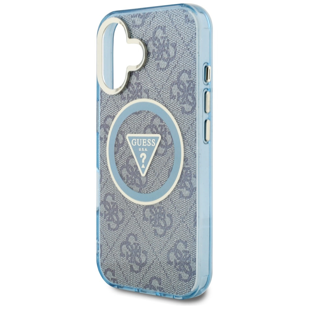 Futrola MagSafe za Apple iPhone 16, Guess, IML Glitter 4G Circle Triangle, Plava