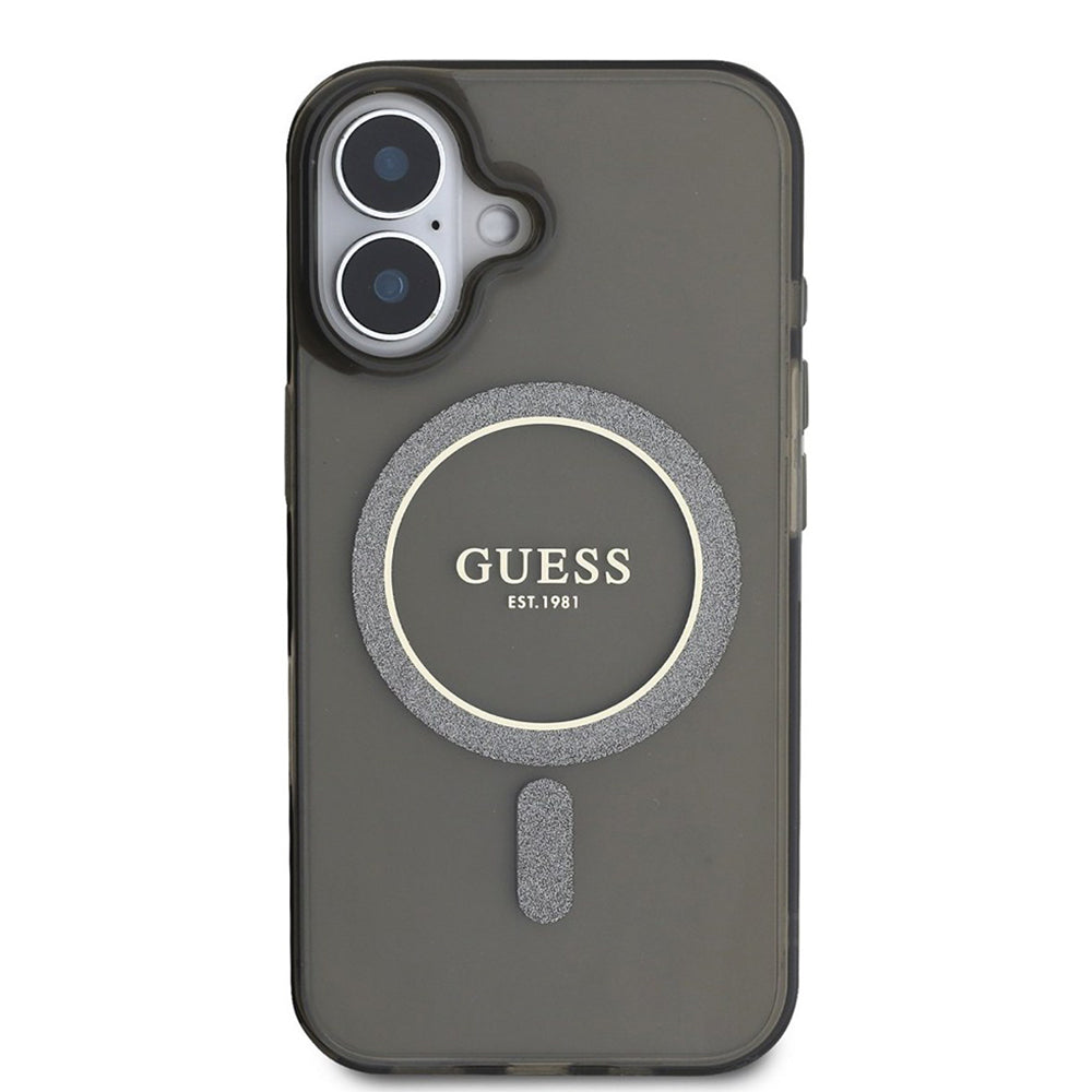 Futrola MagSafe za Apple iPhone 16, Guess, IML Glitter Circle, Crna