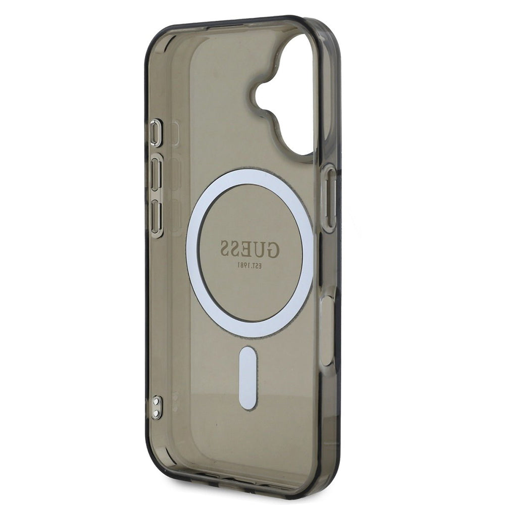 Futrola MagSafe za Apple iPhone 16, Guess, IML Glitter Circle, Crna