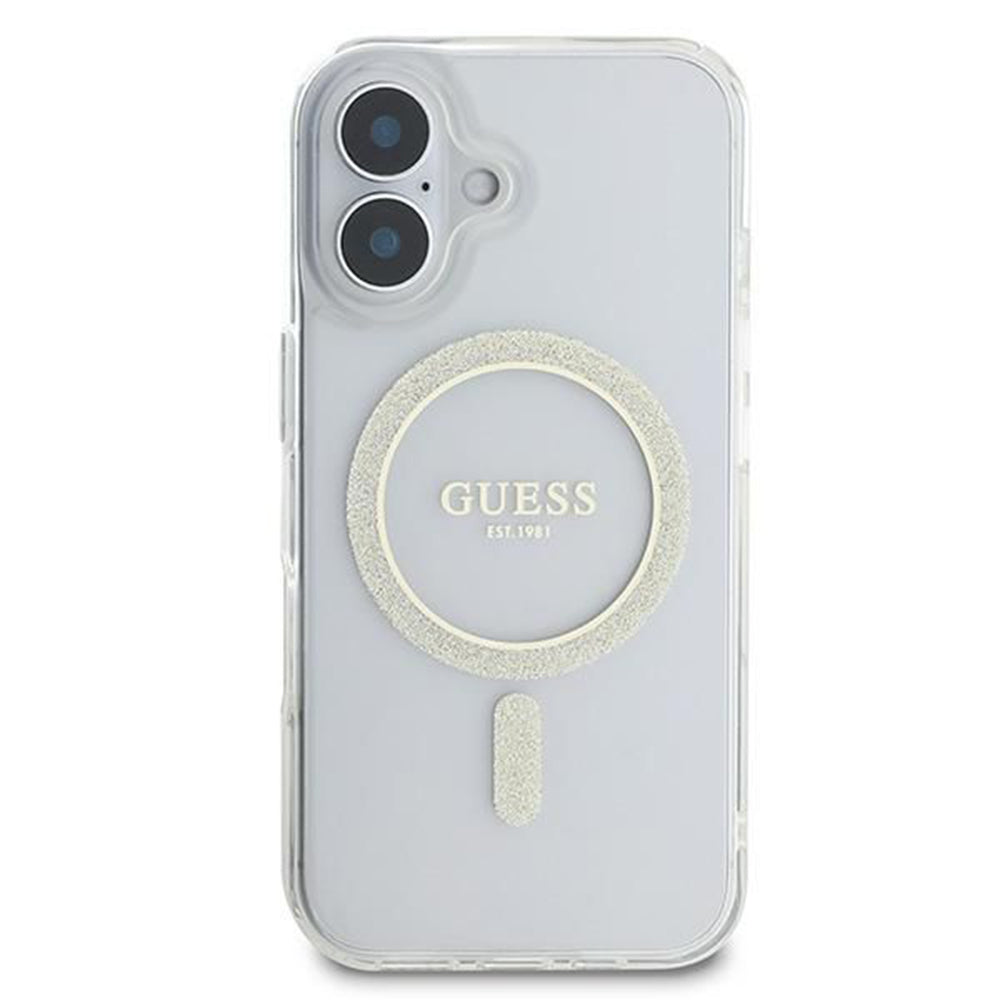 Futrola MagSafe za Apple iPhone 16, Guess, IML Glitter Circle, Transparentna