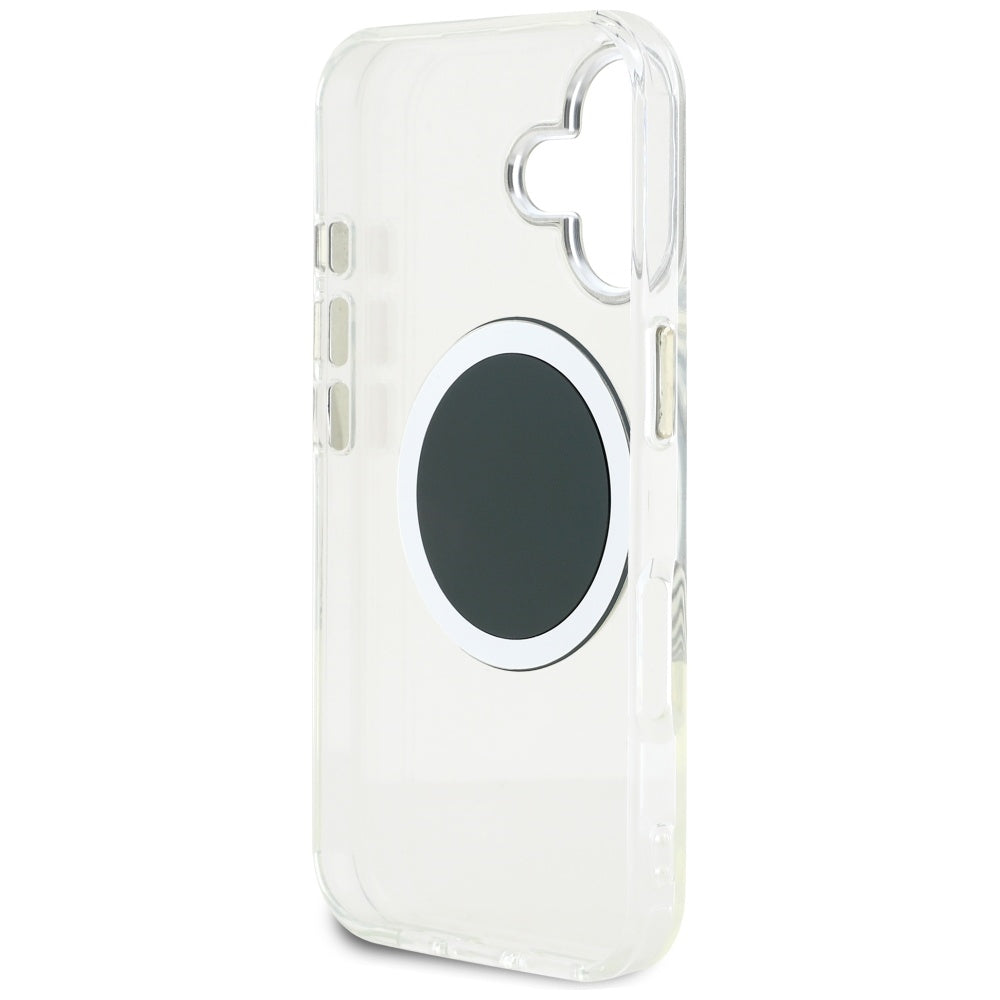 Husa MagSafe za Apple iPhone 16, Guess, IML Metal Colored Circle, Crna
