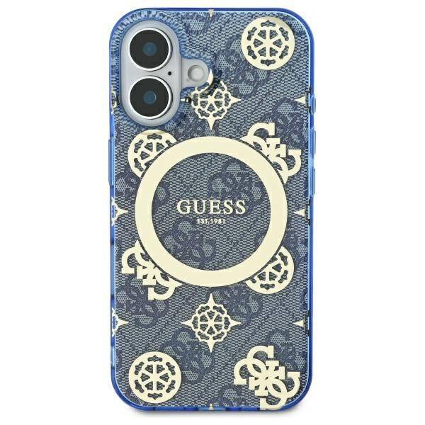 Futrola MagSafe za Apple iPhone 16, Guess, IML Peony On 4G Background, Plava