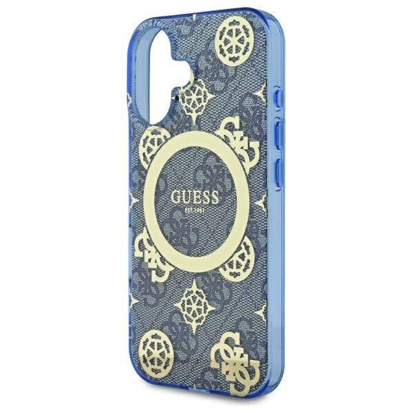 Futrola MagSafe za Apple iPhone 16, Guess, IML Peony On 4G Background, Plava