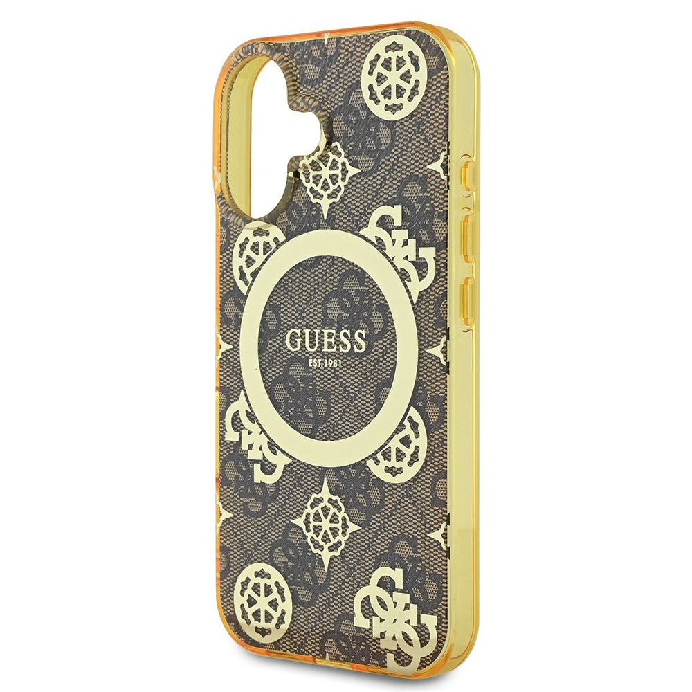 Futrola MagSafe za Apple iPhone 16, Guess, IML Peony On 4G Background, Braon