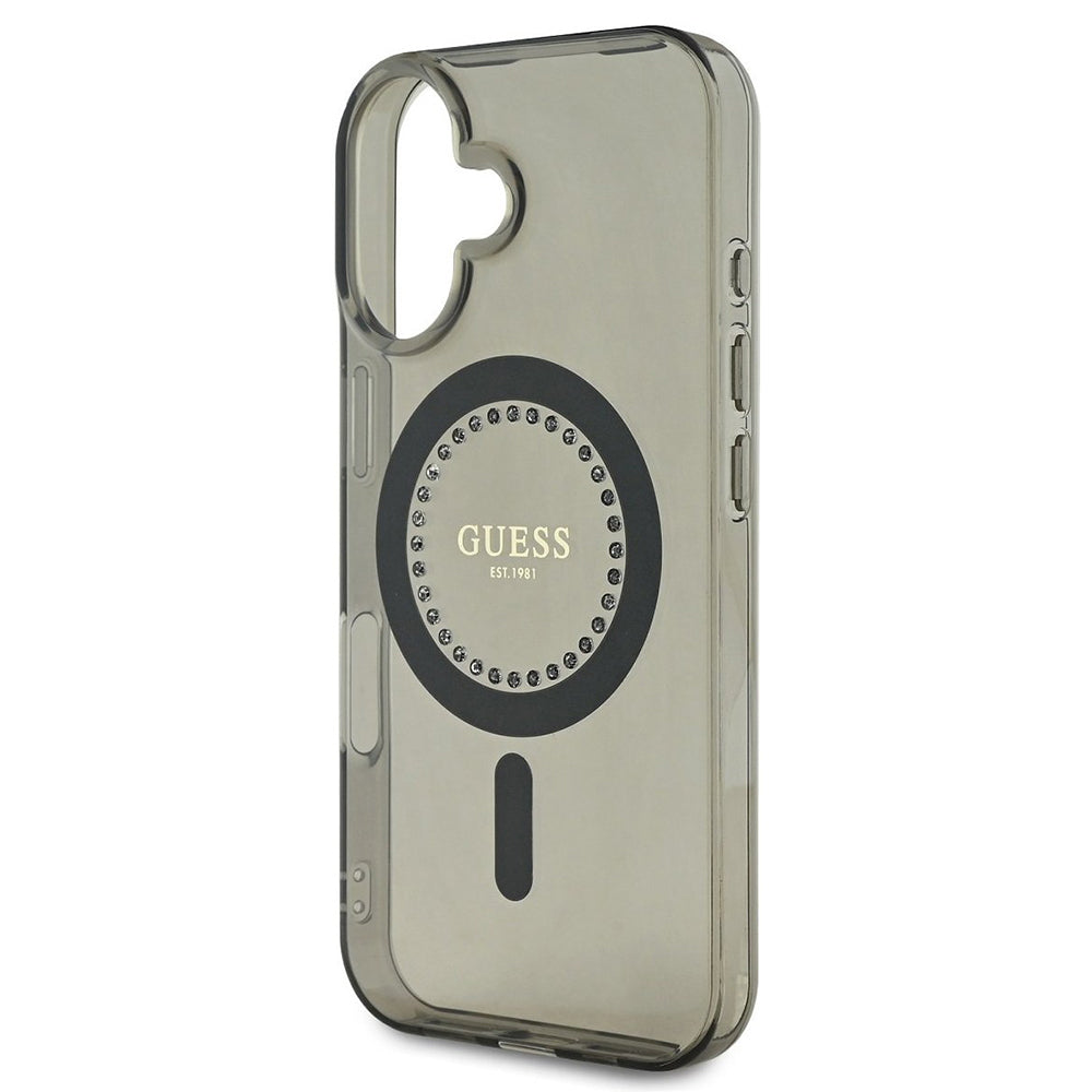 Futrola MagSafe za Apple iPhone 16, Guess, IML Rhinestone, Crna