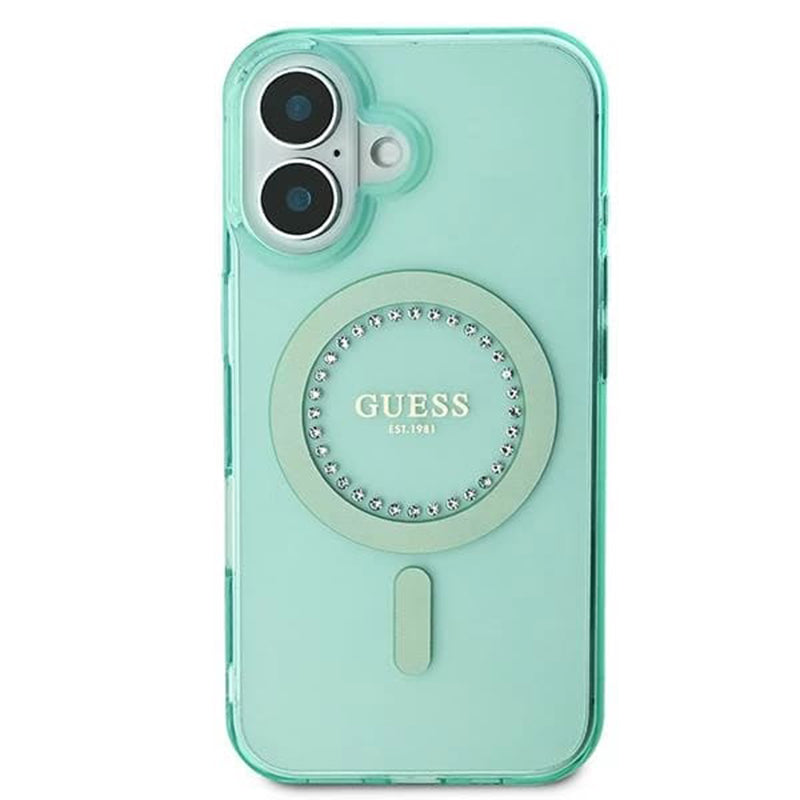 Futrola MagSafe za Apple iPhone 16, Guess, IML Rhinestone, Zelena