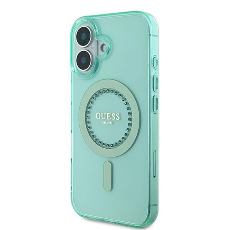 Futrola MagSafe za Apple iPhone 16, Guess, IML Rhinestone, Zelena