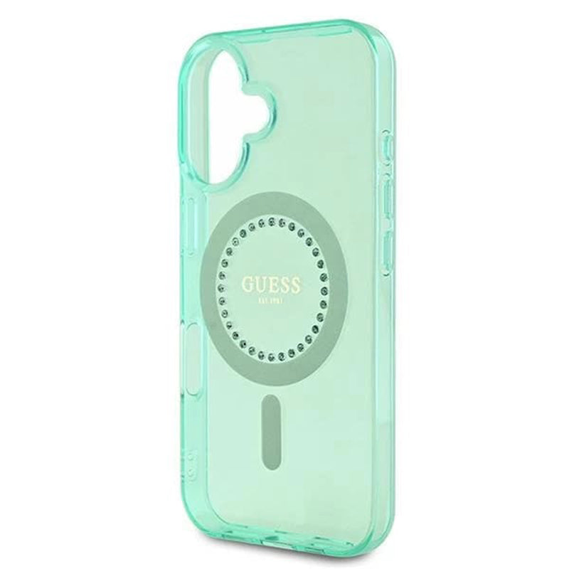 Futrola MagSafe za Apple iPhone 16, Guess, IML Rhinestone, Zelena