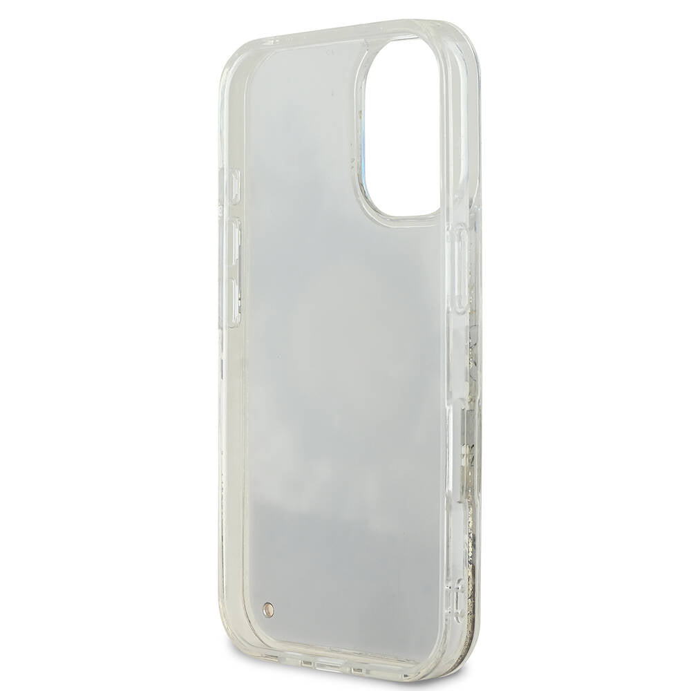Futrola MagSafe za Apple iPhone 16, Guess, Liquid Glitter Flower, Bež