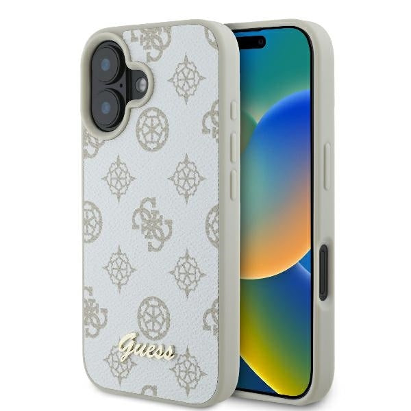 Futrola MagSafe za Apple iPhone 16, Guess, Peony Script, Bela