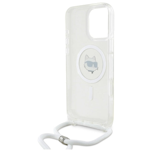 Futrola MagSafe za Apple iPhone 16, Karl Lagerfeld, IML Crossbody Choupette's Head with Strap, Transparentna