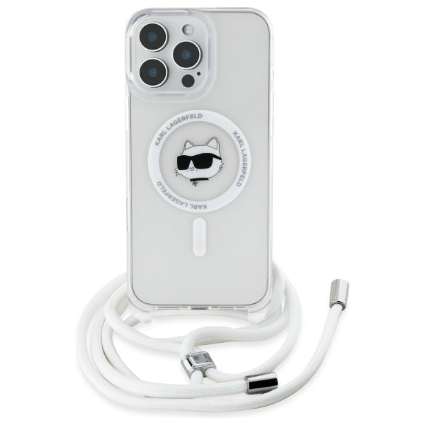 Futrola MagSafe za Apple iPhone 16, Karl Lagerfeld, IML Crossbody Choupette's Head with Strap, Transparentna