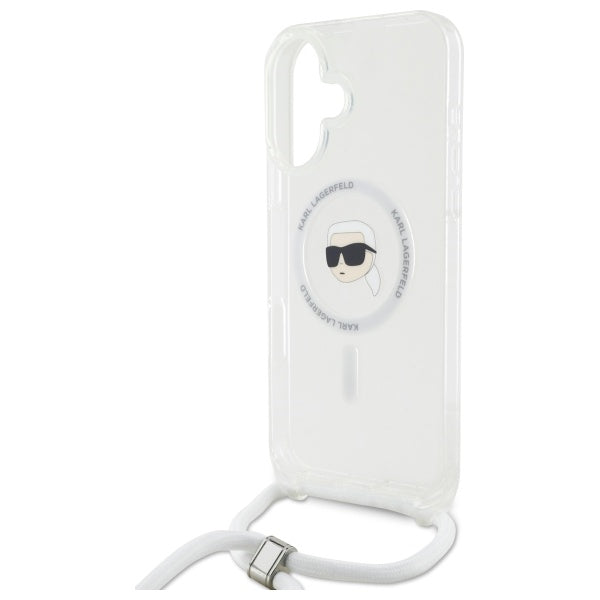 Futrola MagSafe za Apple iPhone 16, Karl Lagerfeld, IML Crossbody Karl's Head, Transparentna