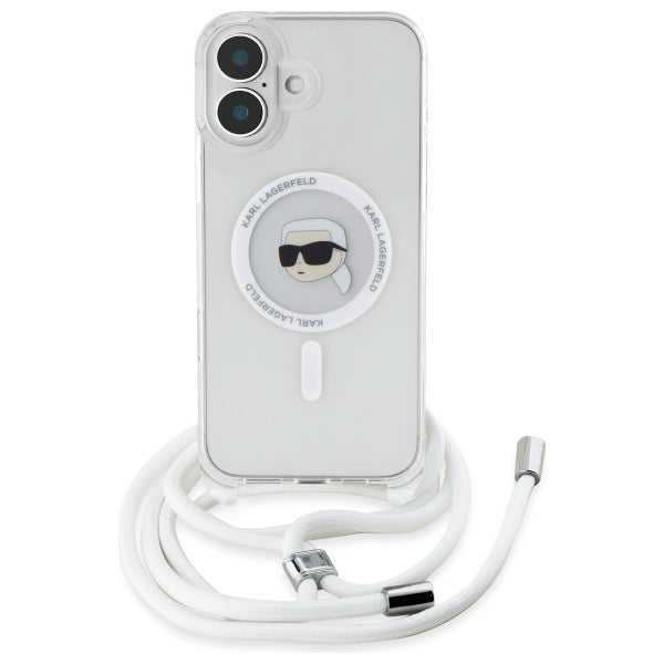 Futrola MagSafe za Apple iPhone 16, Karl Lagerfeld, IML Crossbody Karl's Head, Transparentna