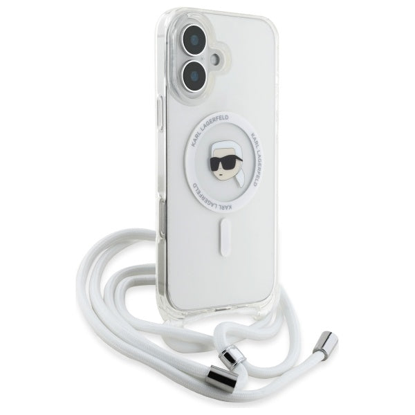 Futrola MagSafe za Apple iPhone 16, Karl Lagerfeld, IML Crossbody Karl's Head, Transparentna
