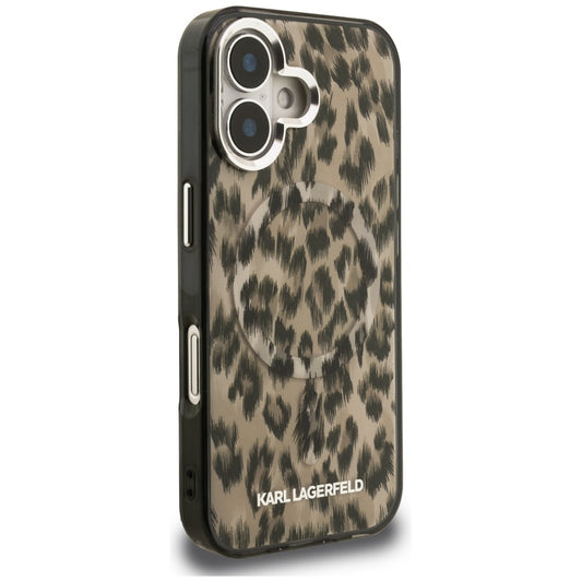 Futrola MagSafe za Apple iPhone 16, Karl Lagerfeld, IML Leopard Pattern, Braon