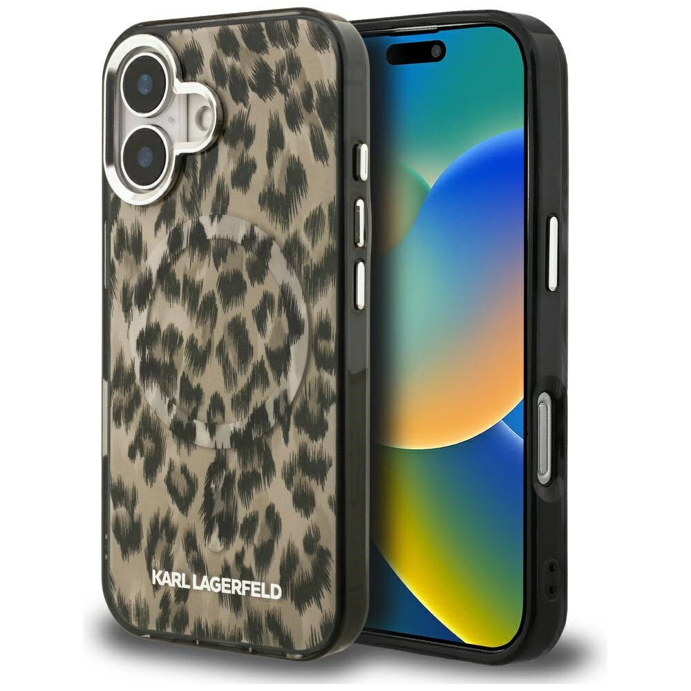 Futrola MagSafe za Apple iPhone 16, Karl Lagerfeld, IML Leopard Pattern, Braon