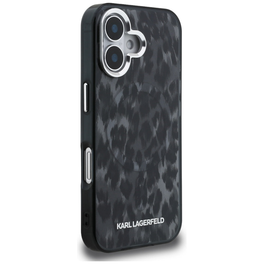 Futrola MagSafe za Apple iPhone 16, Karl Lagerfeld, IML Leopard Pattern, Crna